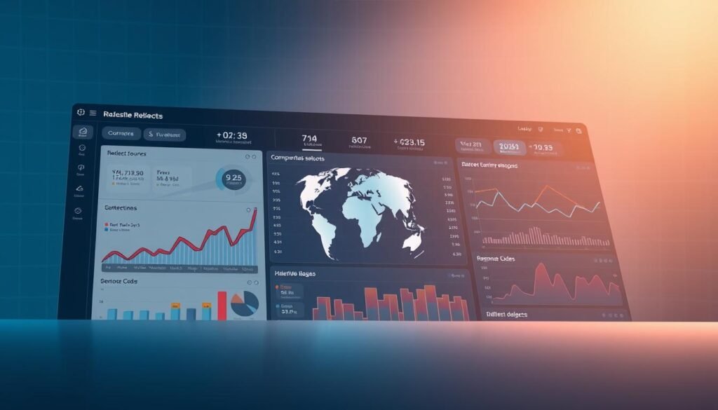 A sleek, modern web dashboard displaying comprehensive analytics on website redirects. The foreground features a crisp, minimalist user interface with dynamic charts, graphs, and data visualizations tracking redirect sources, destinations, response codes, and performance metrics. The middle ground showcases a 3D globe or world map, highlighting global redirect patterns and activity. The background has a subtle grid or wireframe motif, conveying the technical, analytical nature of the monitoring system. Soft, directional lighting illuminates the dashboard, creating a professional, authoritative atmosphere. The overall scene communicates the importance of proactive redirect management for SEO success. A sleek, modern web dashboard displaying comprehensive analytics on website redirects. The foreground features a crisp, minimalist user interface with dynamic charts, graphs, and data visualizations tracking redirect sources, destinations, response codes, and performance metrics. The middle ground showcases a 3D globe or world map, highlighting global redirect patterns and activity. The background has a subtle grid or wireframe motif, conveying the technical, analytical nature of the monitoring system. Soft, directional lighting illuminates the dashboard, creating a professional, authoritative atmosphere. The overall scene communicates the importance of proactive redirect management for SEO success.